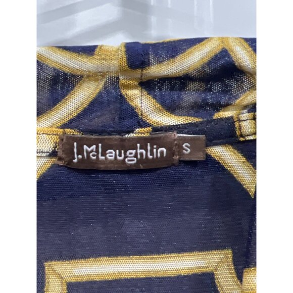 JMcLaughlin Status Print Open Front Blazer Jacket Small Blue Equestrian Chain - Picture 3 of 6